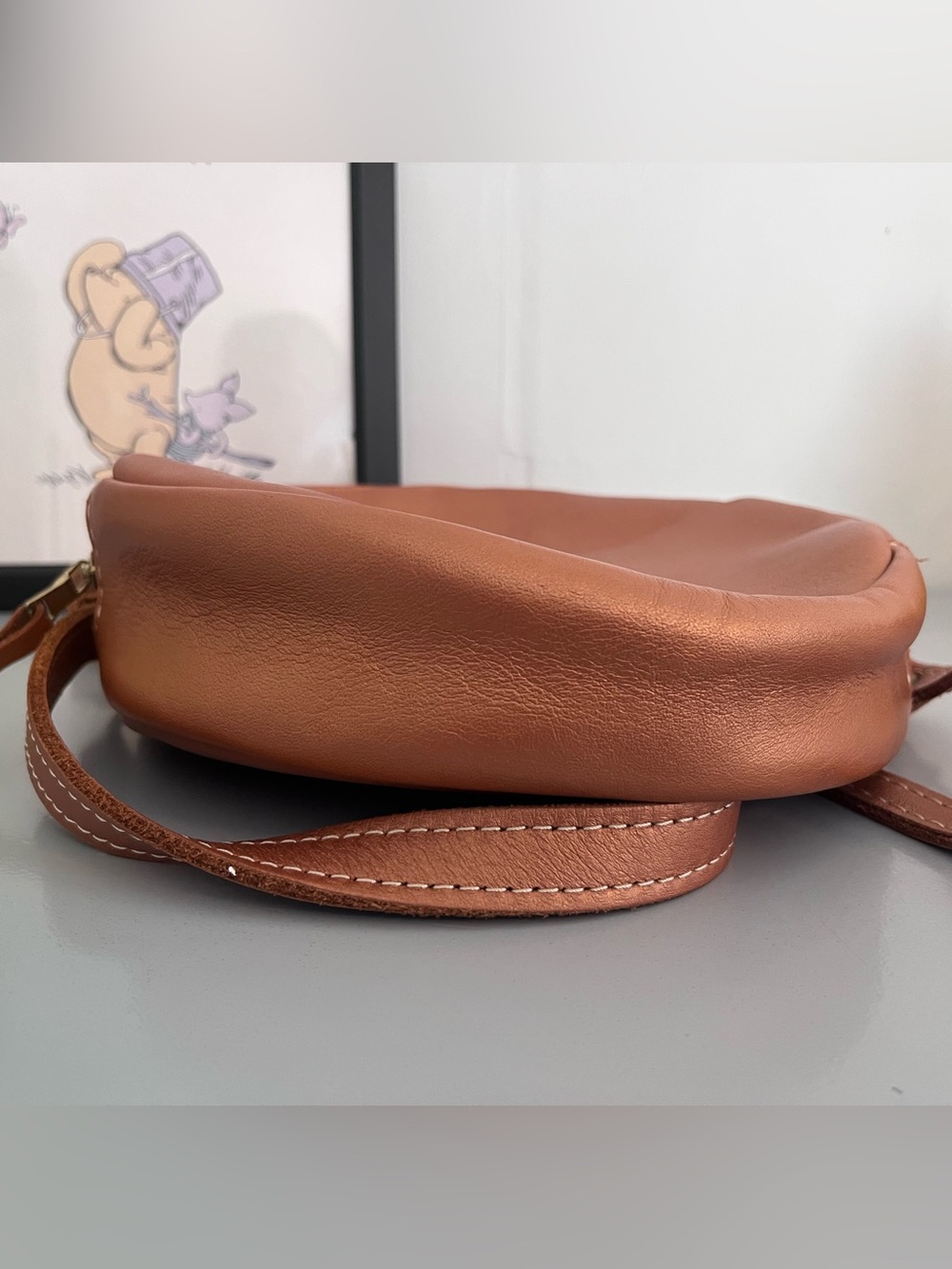 Portland Leather Goods Retired Hava Circle Crossbody Shimmer Copper Leather - Picture 8 of 9